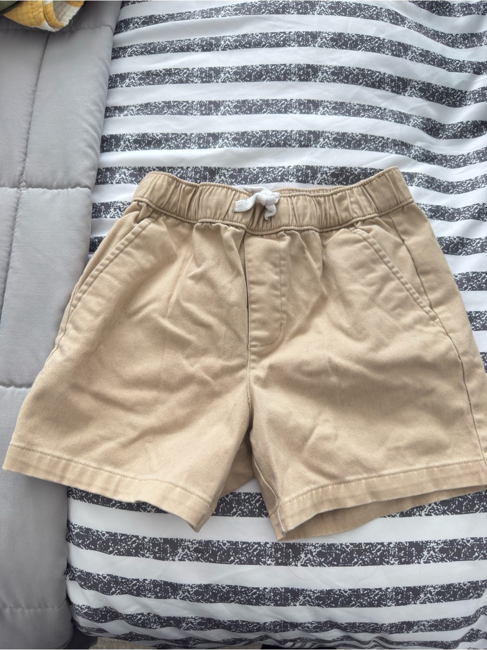 Janie and Jack Beige Drawstring Cotton Shorts